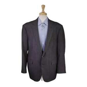 Dario Perla Custom Tailored Gray Black Brown Check Wool Silk 2-Btn Sportcoat 44R